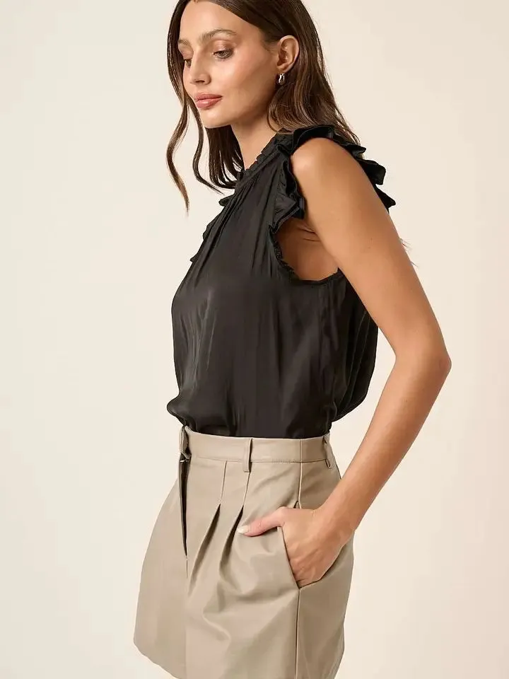 Beverly  Satin Ruffle Detail Blouse