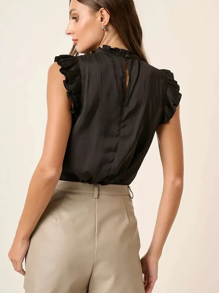 Beverly  Satin Ruffle Detail Blouse