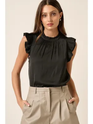 Beverly  Satin Ruffle Detail Blouse