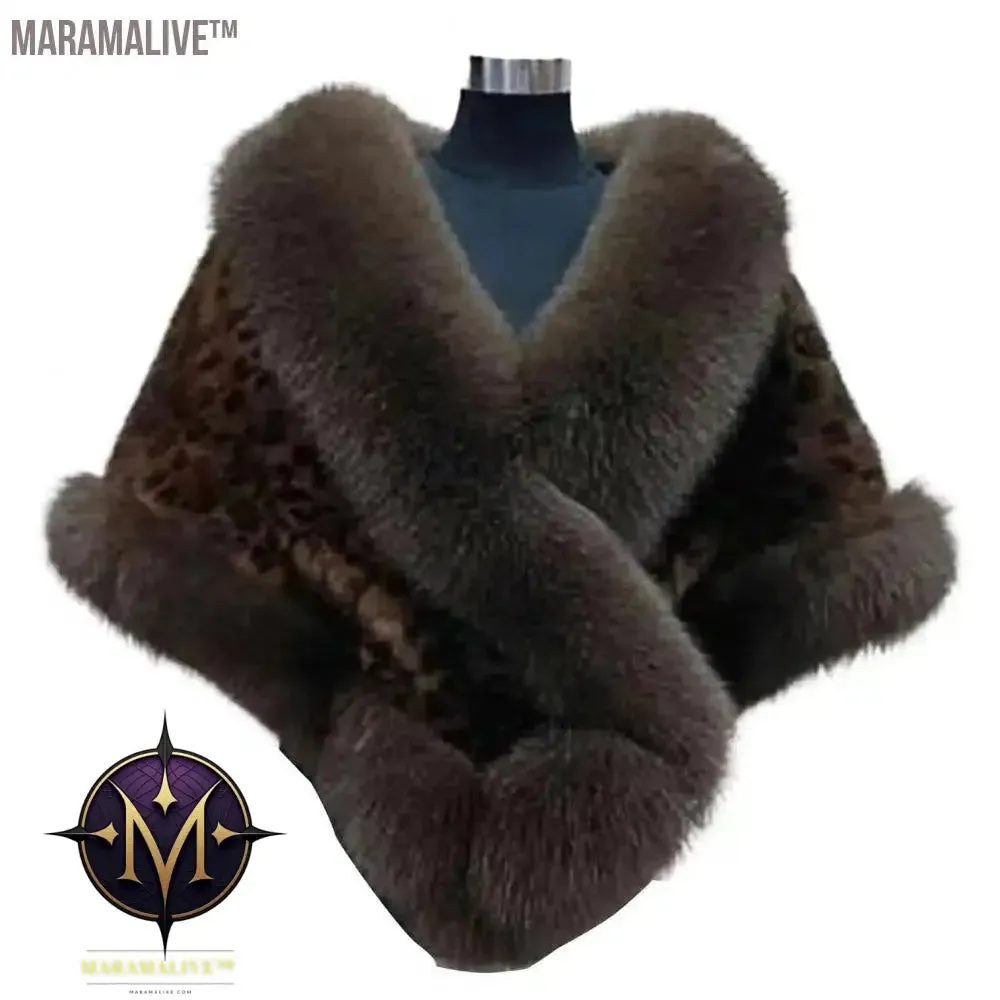 Big Faux Fur Wraps Winter Coat Warm shawls Outerwear White Black Blue Shrug Women Jacket