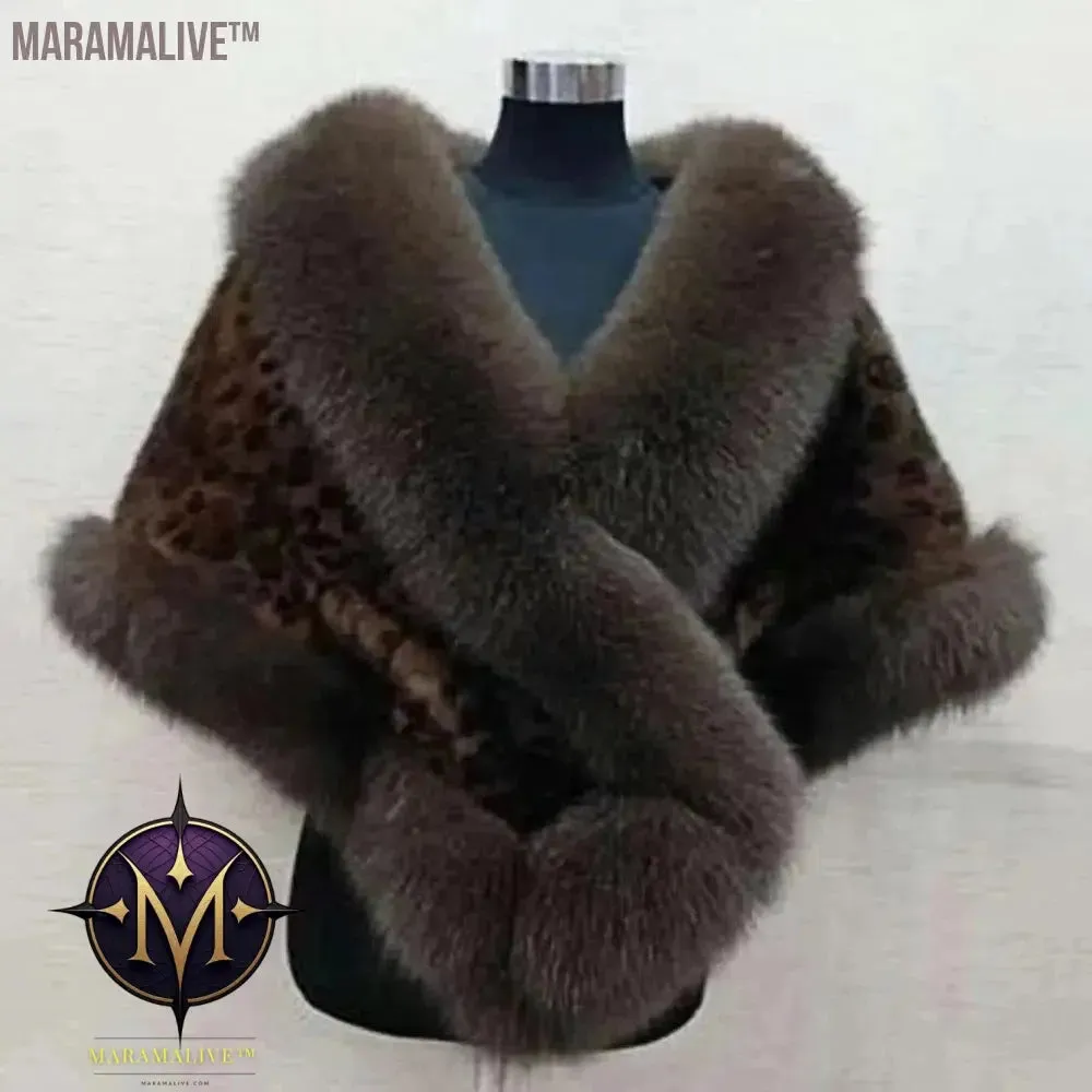 Big Faux Fur Wraps Winter Coat Warm shawls Outerwear White Black Blue Shrug Women Jacket