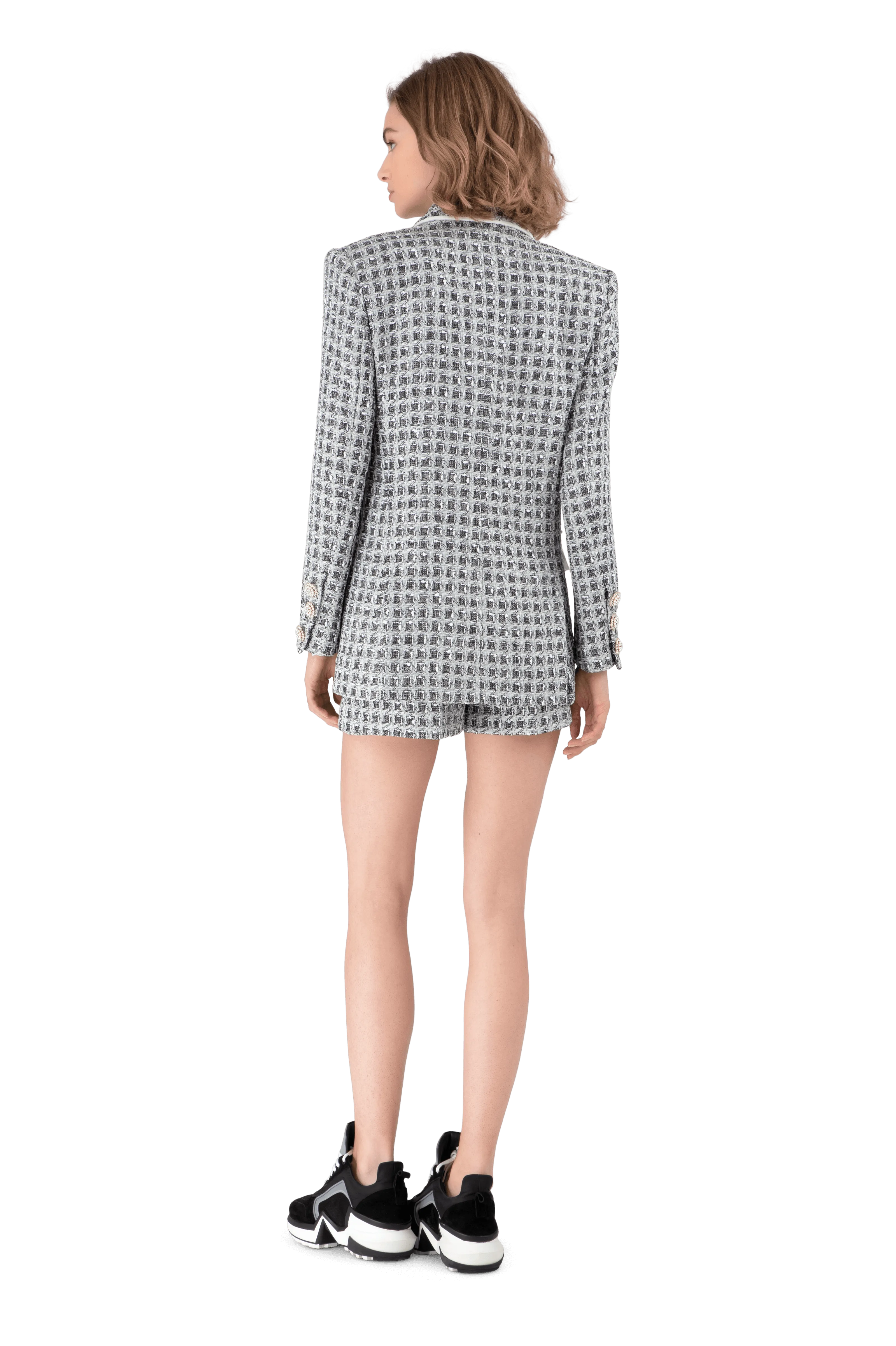 Black And White Tweed Oversized Blazer