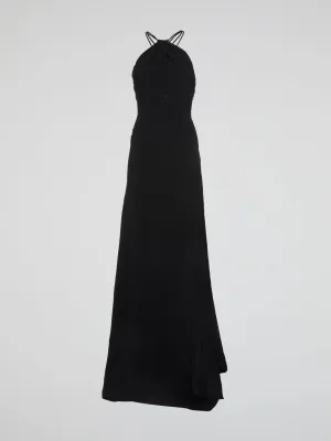 Black Halter Neck Maxi Dress