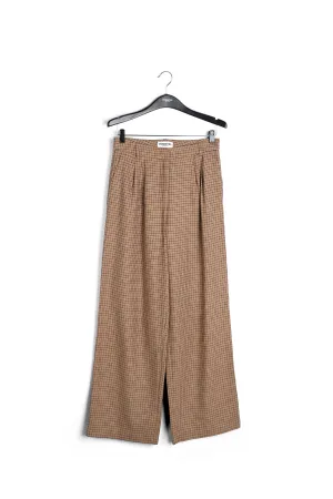 Brown checked wide-leg pants