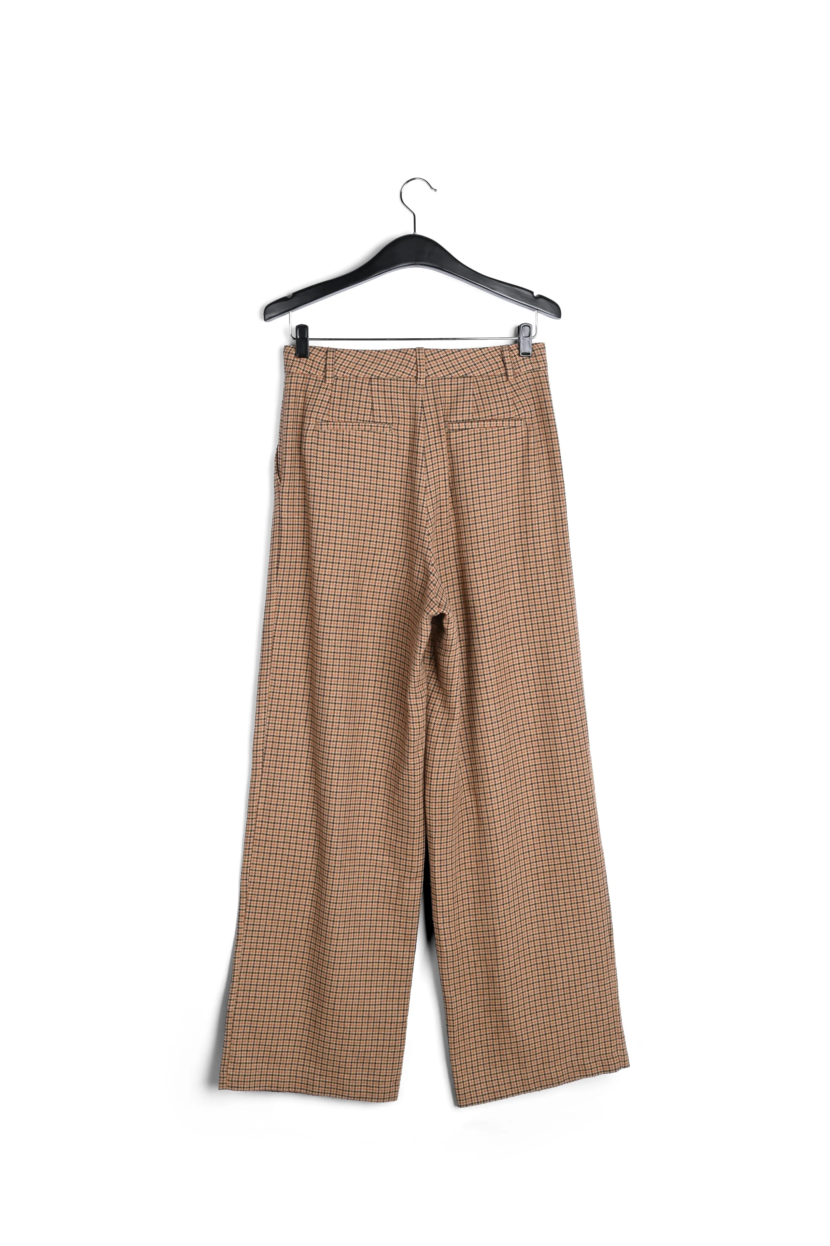 Brown checked wide-leg pants