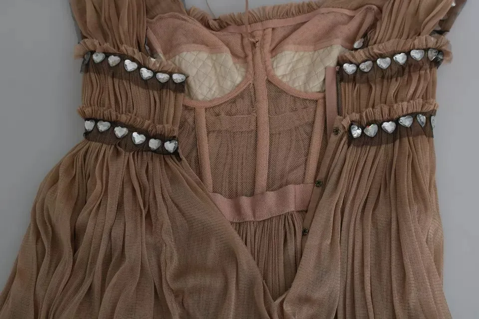 Brown Silk Sleeveless Shift Maxi Dress