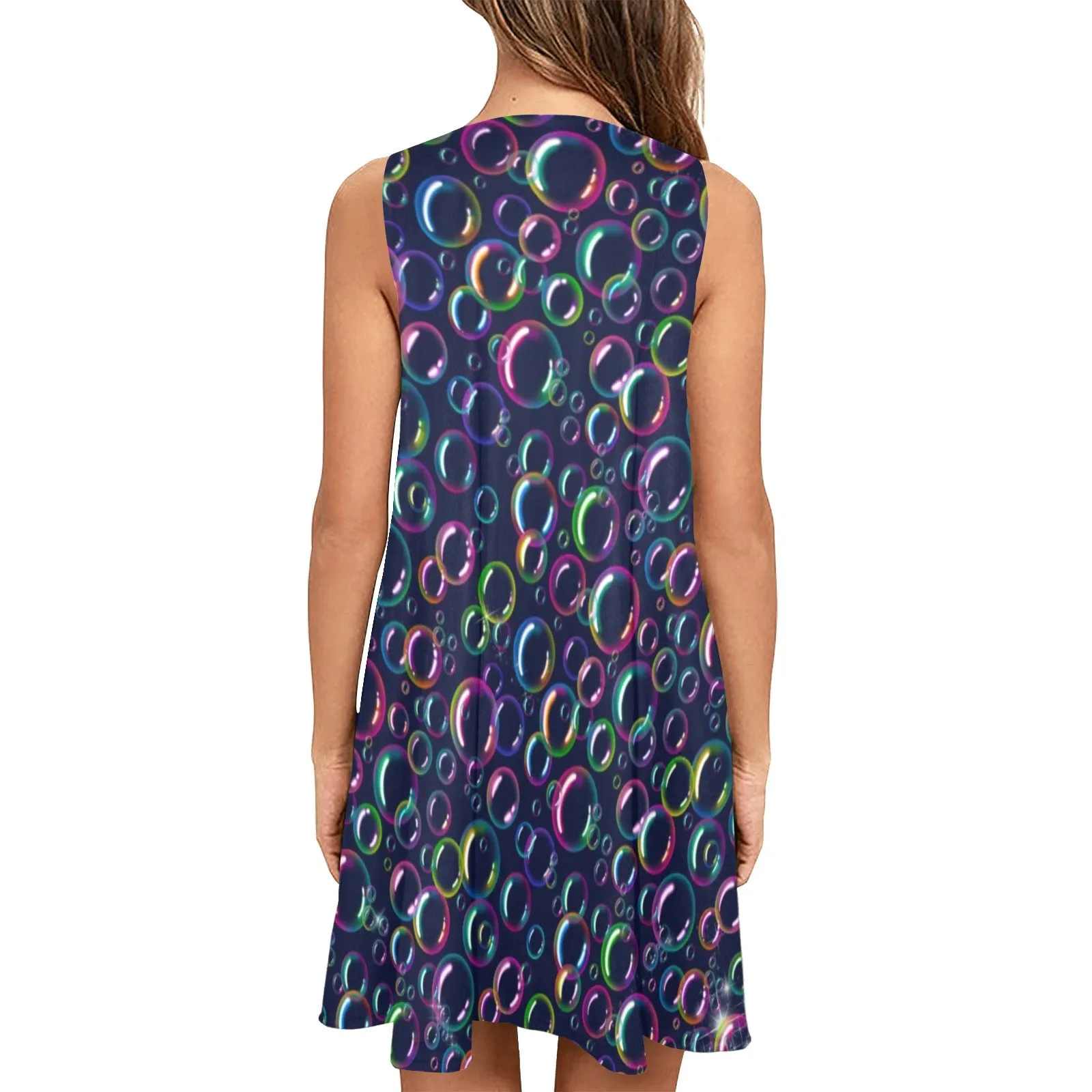 Bubble Navy - Flared Shift Dress with Pockets (XS - 3XL)