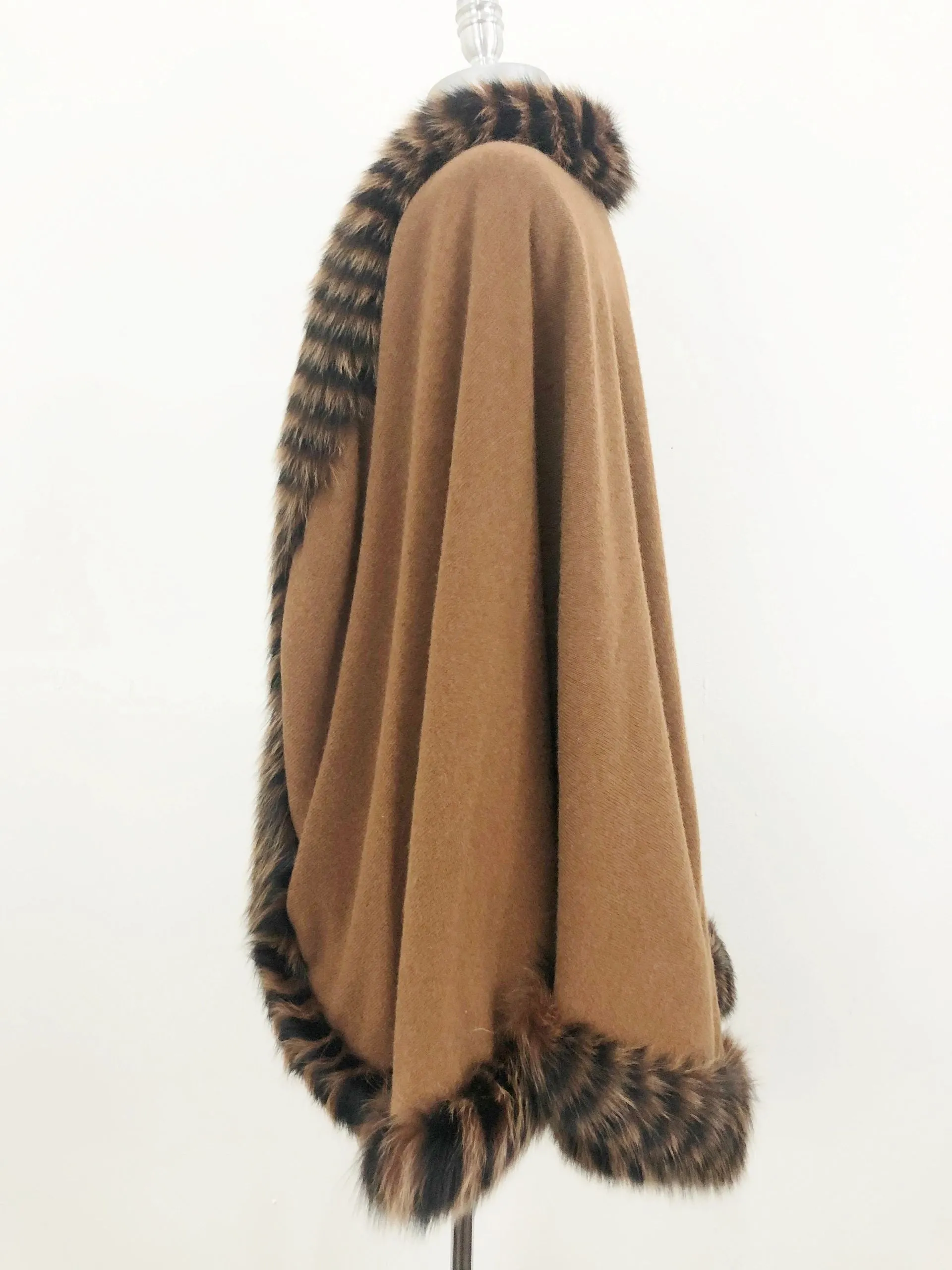 Buonuomo Reversible Cashmere Cape With Fur Trim