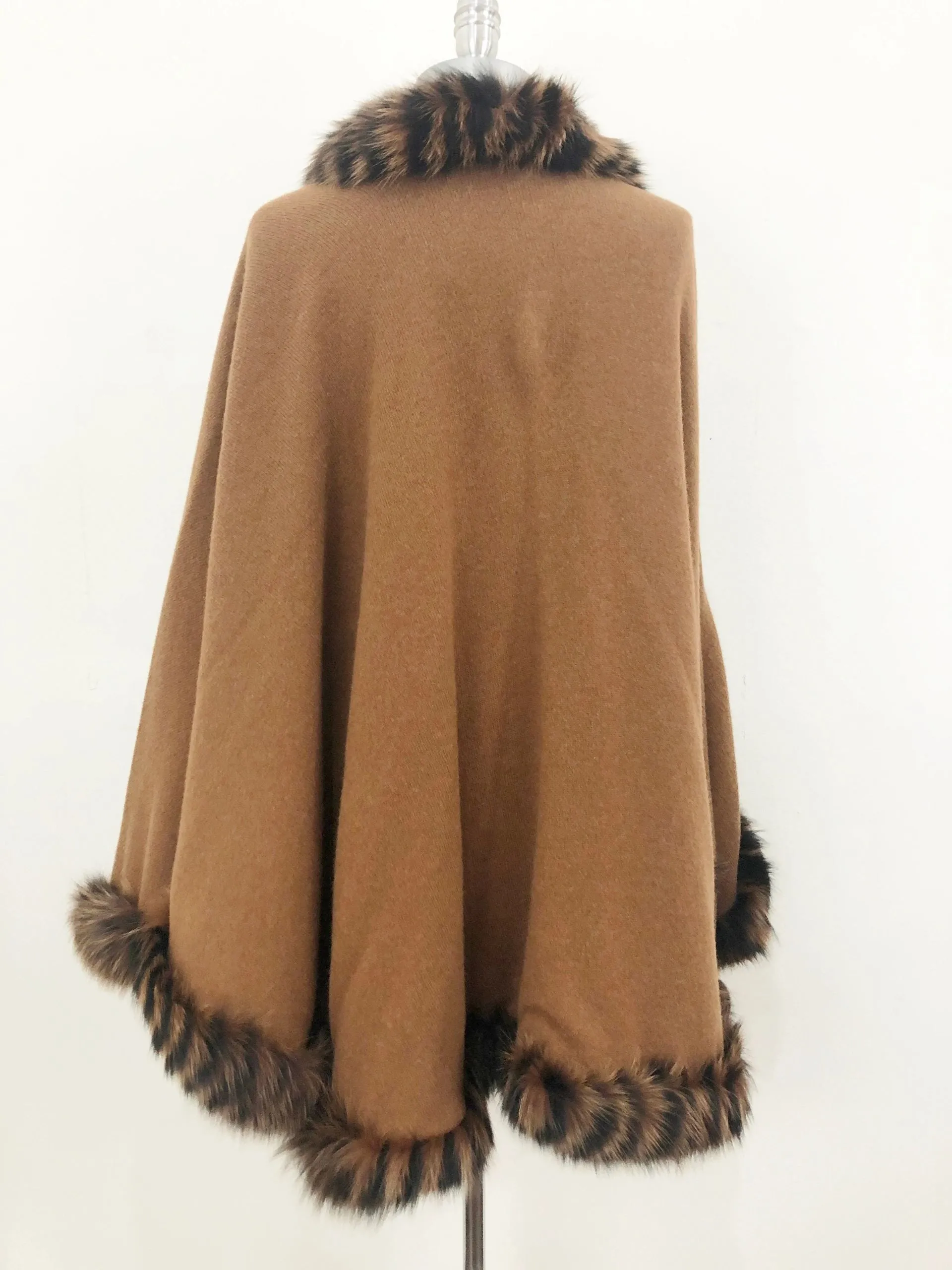 Buonuomo Reversible Cashmere Cape With Fur Trim
