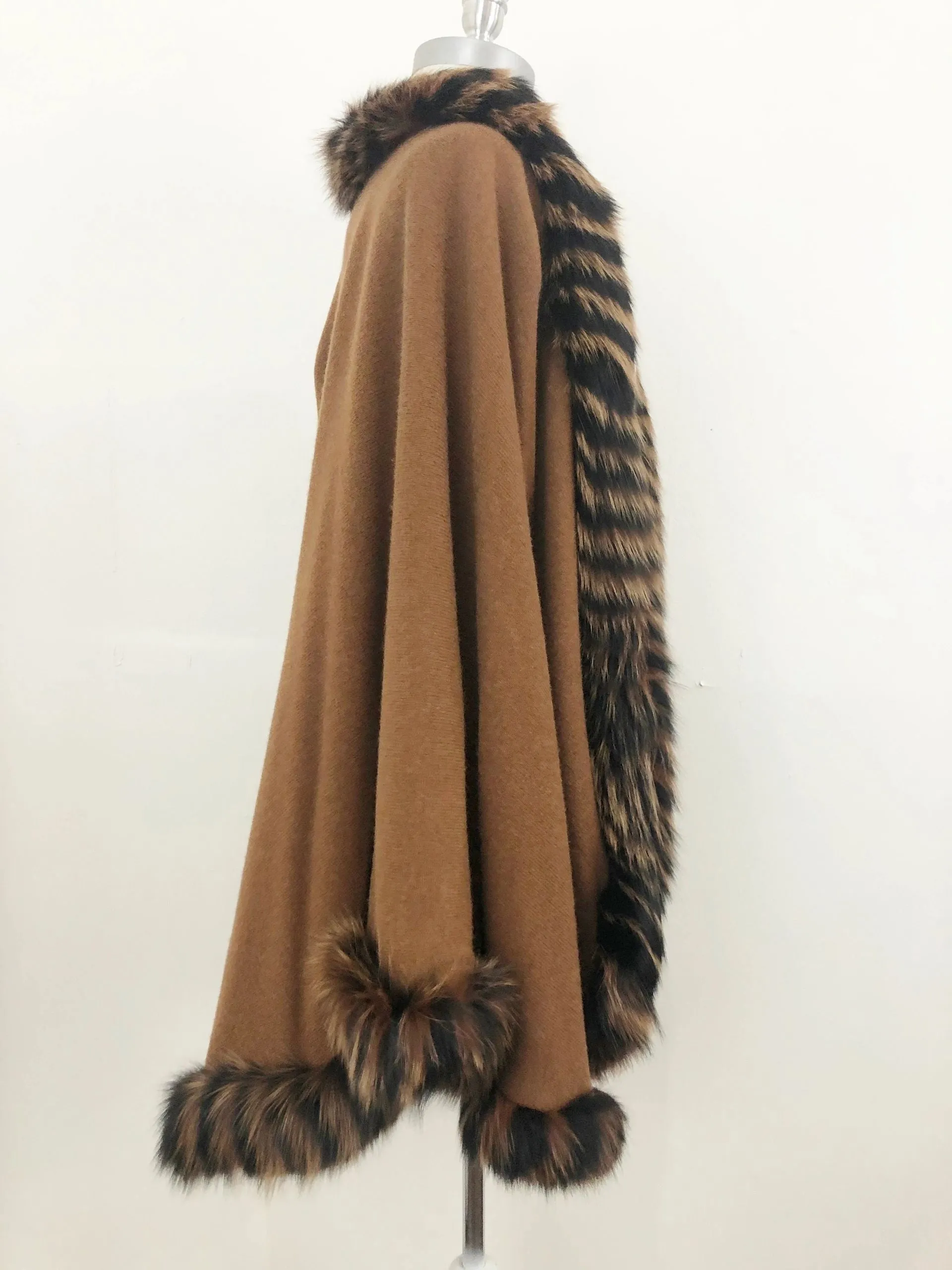 Buonuomo Reversible Cashmere Cape With Fur Trim