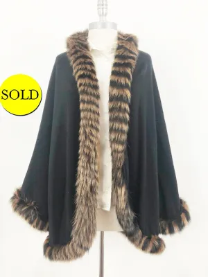 Buonuomo Reversible Cashmere Cape With Fur Trim