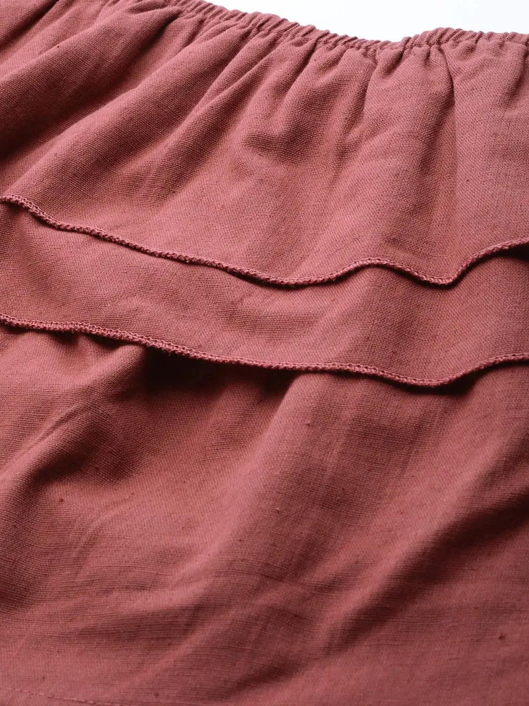 Burgundy Off Shoulder Layer Crop Top