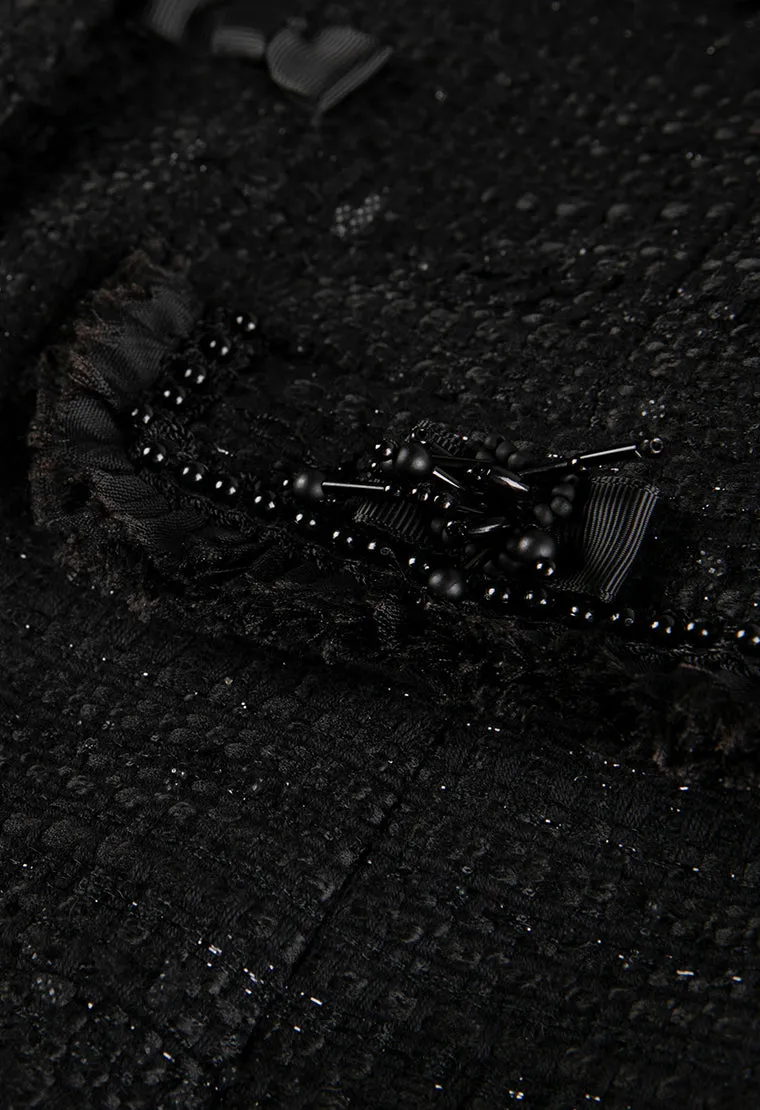 Butterfly cuff short tweed jacket