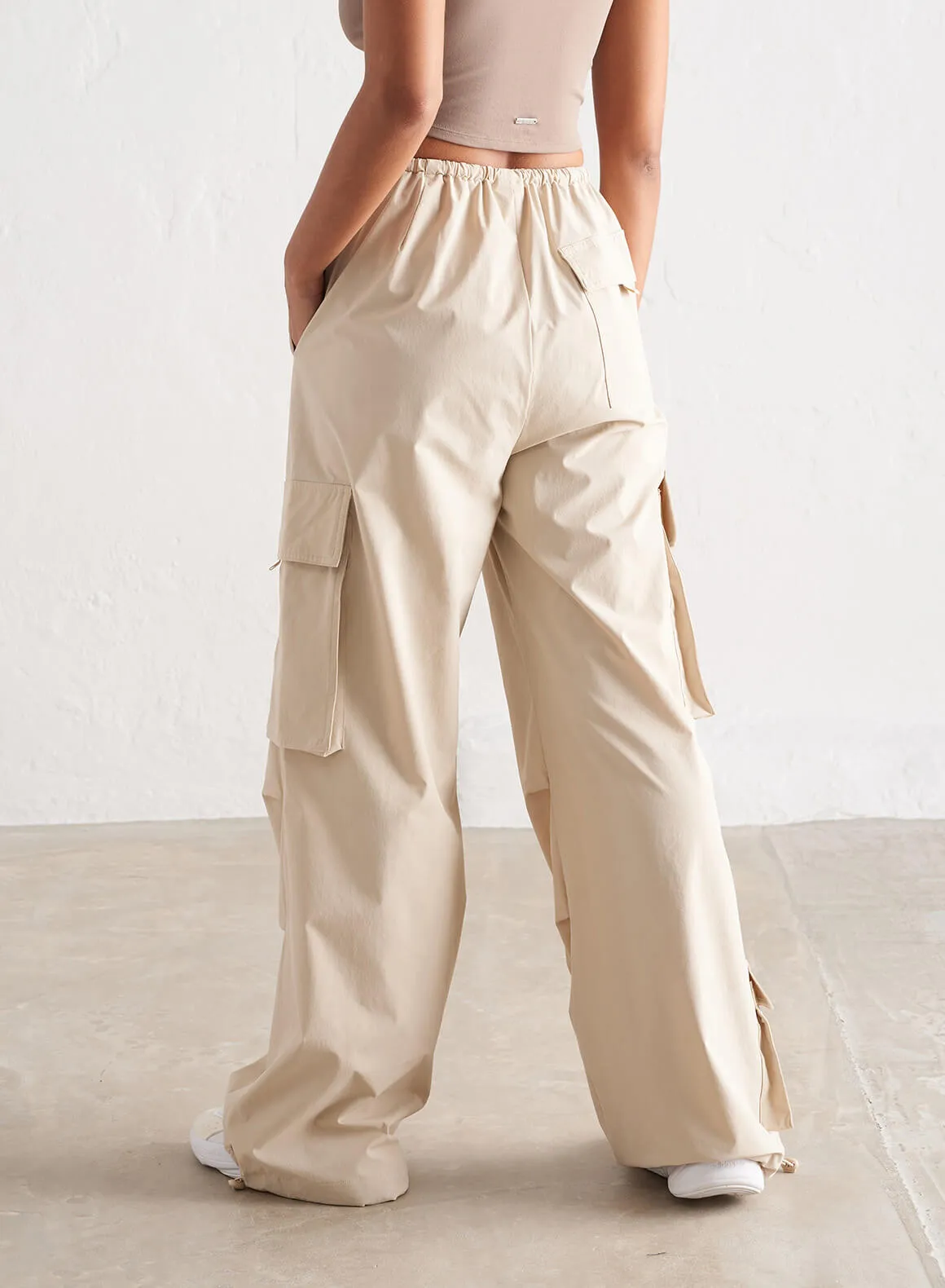 Café Au Lait Windbreaker Parachute Pants