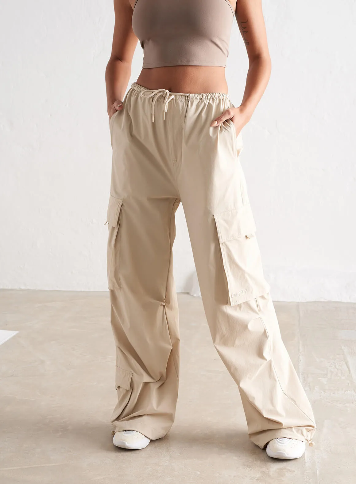 Café Au Lait Windbreaker Parachute Pants