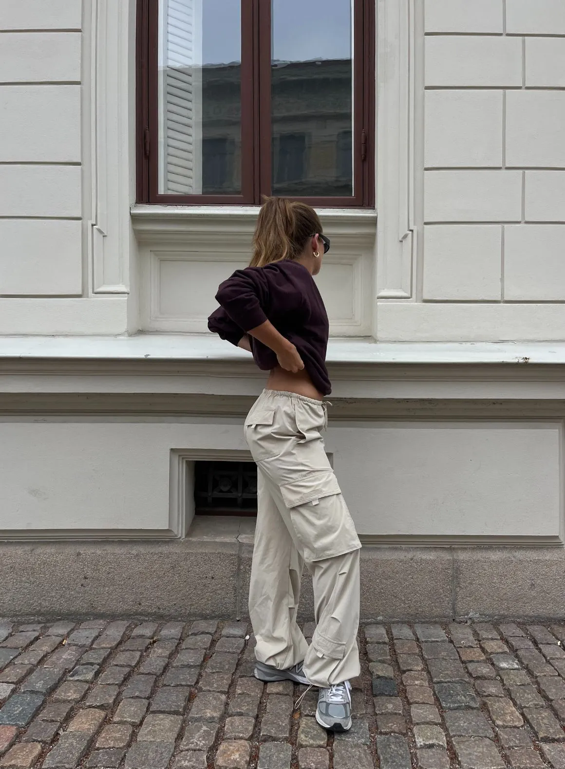 Café Au Lait Windbreaker Parachute Pants