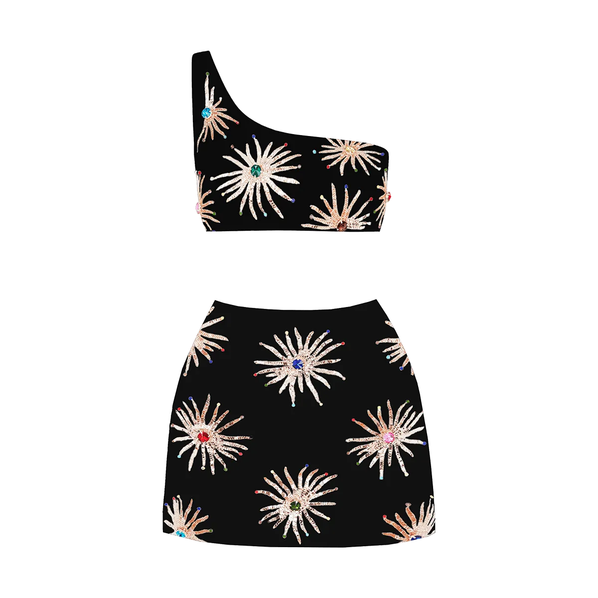 Callie Co-ord One Shoulder Black Top