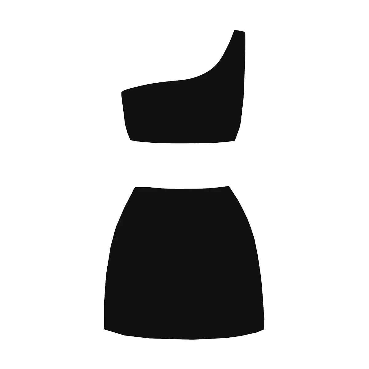 Callie Co-ord One Shoulder Black Top
