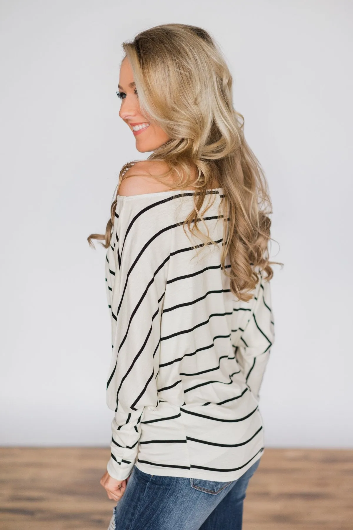 Captivated by Love Striped Top ~ White