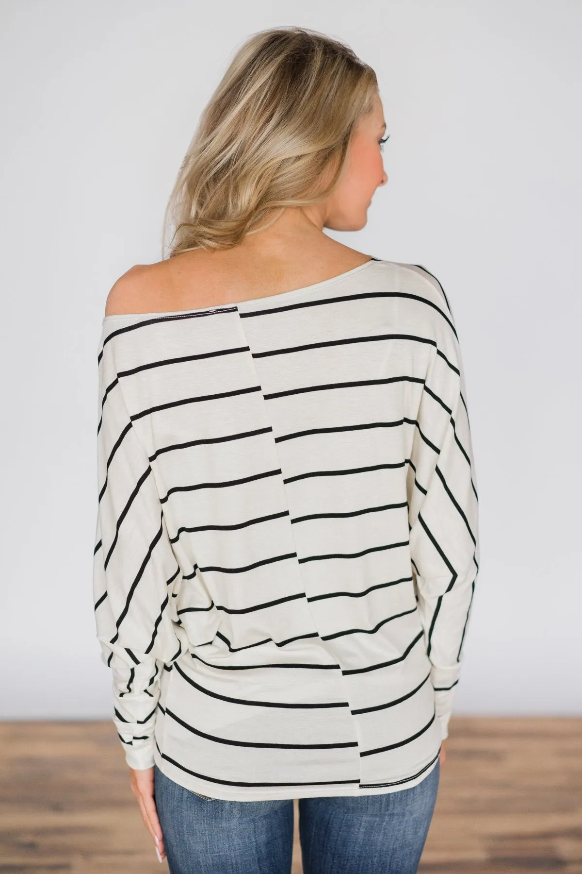 Captivated by Love Striped Top ~ White