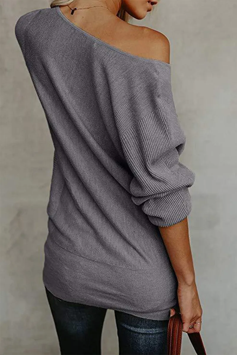 Casual Solid Color Off the Shoulder Sweaters(5 Colros)