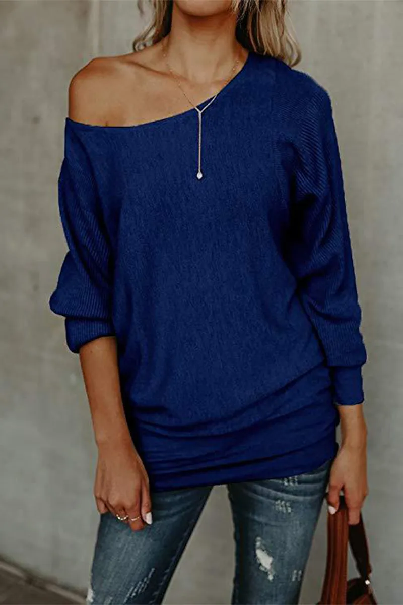 Casual Solid Color Off the Shoulder Sweaters(5 Colros)