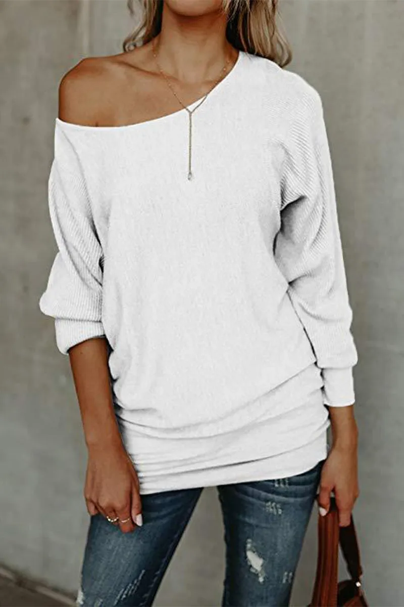 Casual Solid Color Off the Shoulder Sweaters(5 Colros)
