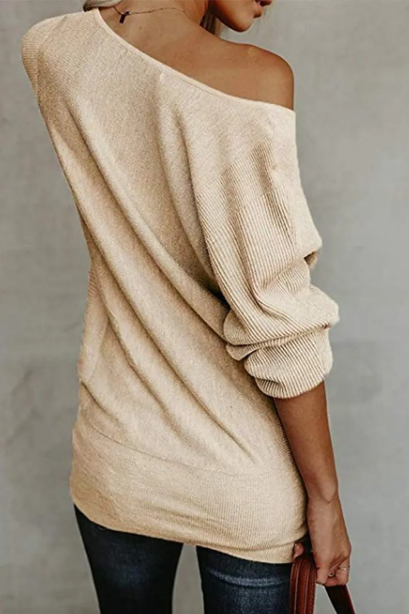 Casual Solid Color Off the Shoulder Sweaters(5 Colros)