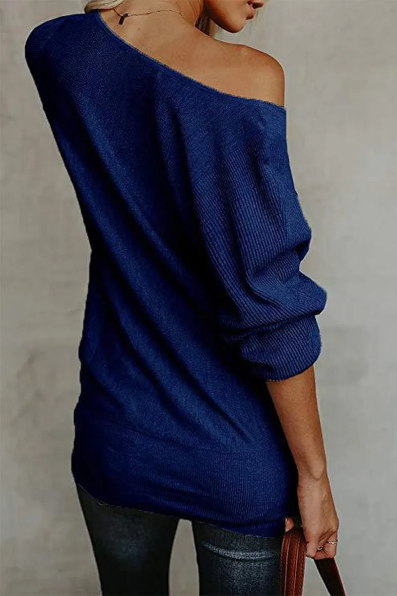 Casual Solid Color Off the Shoulder Sweaters(5 Colros)