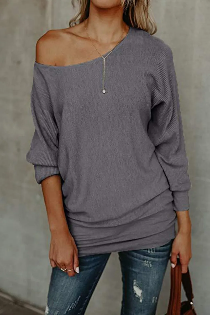 Casual Solid Color Off the Shoulder Sweaters(5 Colros)