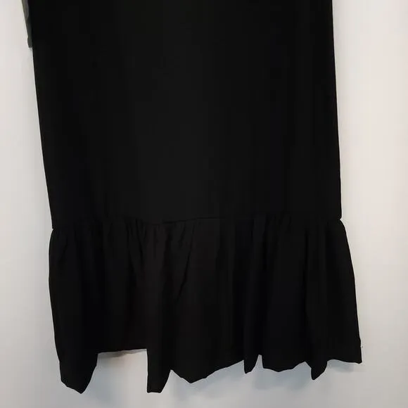 CeCe Mini Shift Dress Womens 0 Black Flutter Sleeve Ruffled Crepe Keyhole Chic