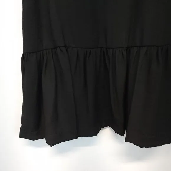 CeCe Mini Shift Dress Womens 0 Black Flutter Sleeve Ruffled Crepe Keyhole Chic