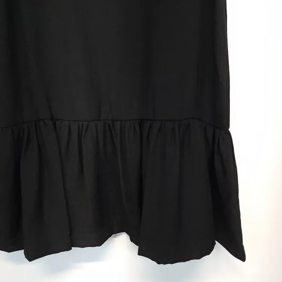 CeCe Mini Shift Dress Womens 0 Black Flutter Sleeve Ruffled Crepe Keyhole Chic