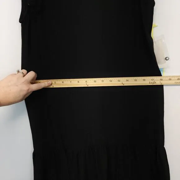 CeCe Mini Shift Dress Womens 0 Black Flutter Sleeve Ruffled Crepe Keyhole Chic