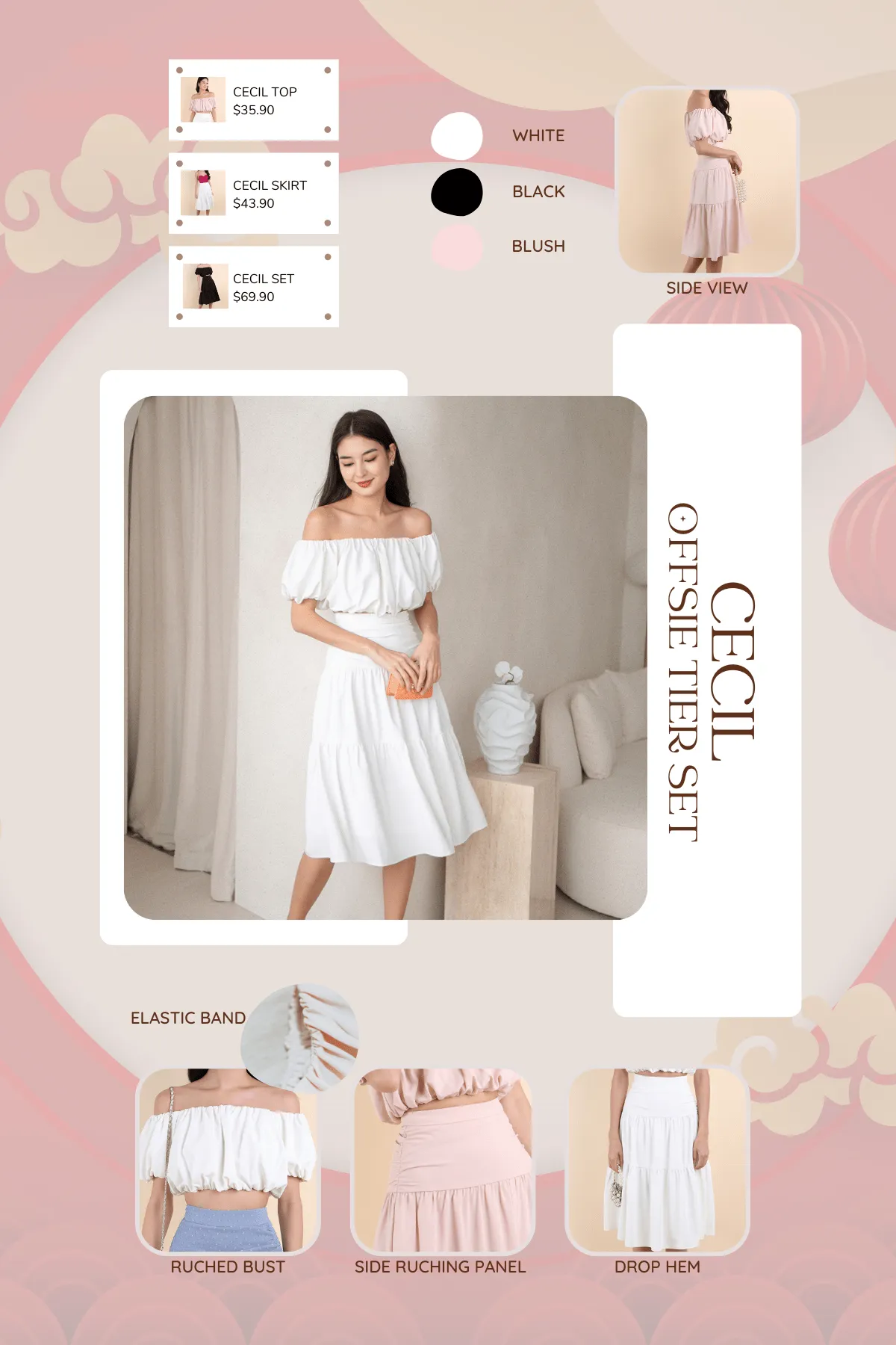 CECIL OFF SHOULDER TOP IN WHITE