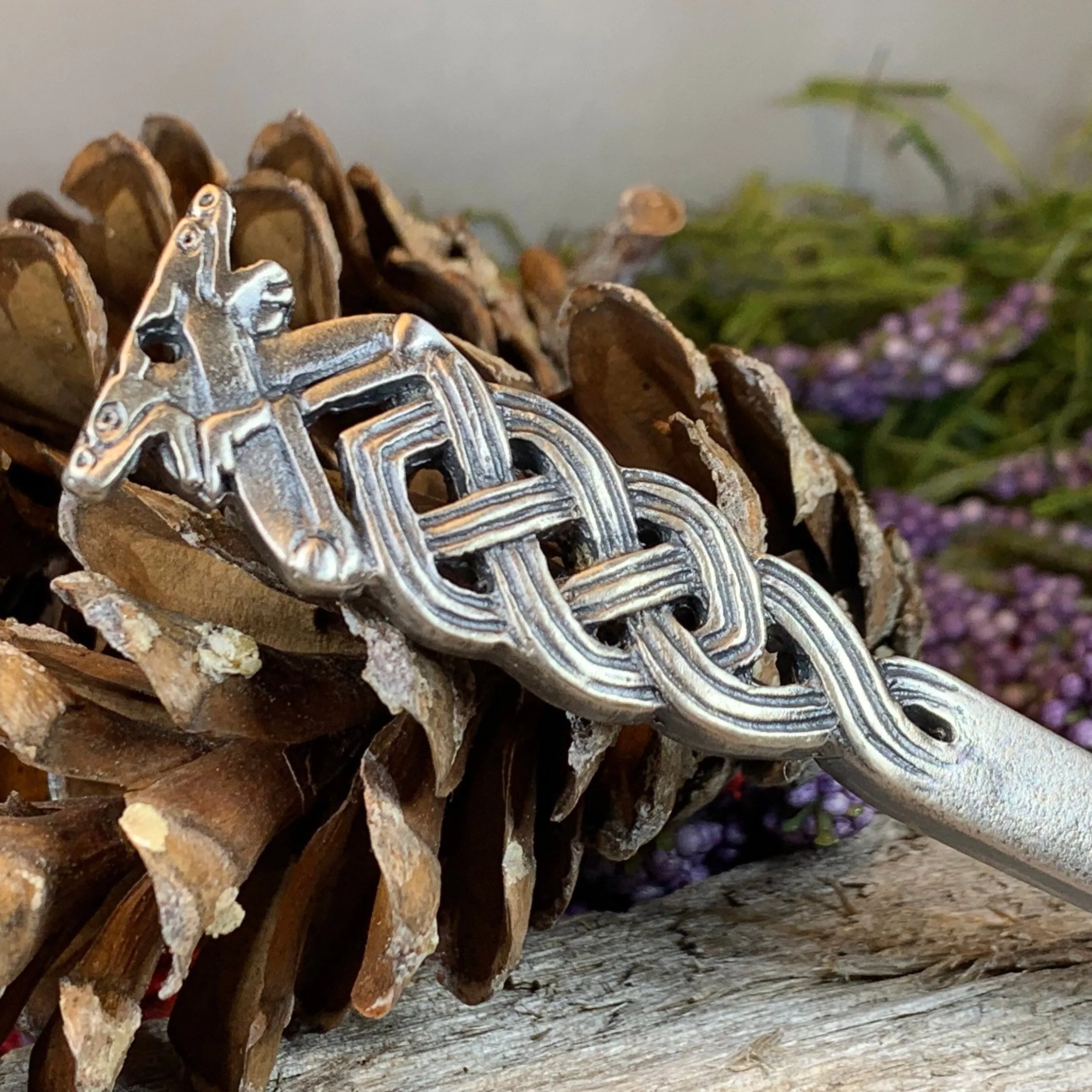 Celtic Double Wolf Kilt Pin