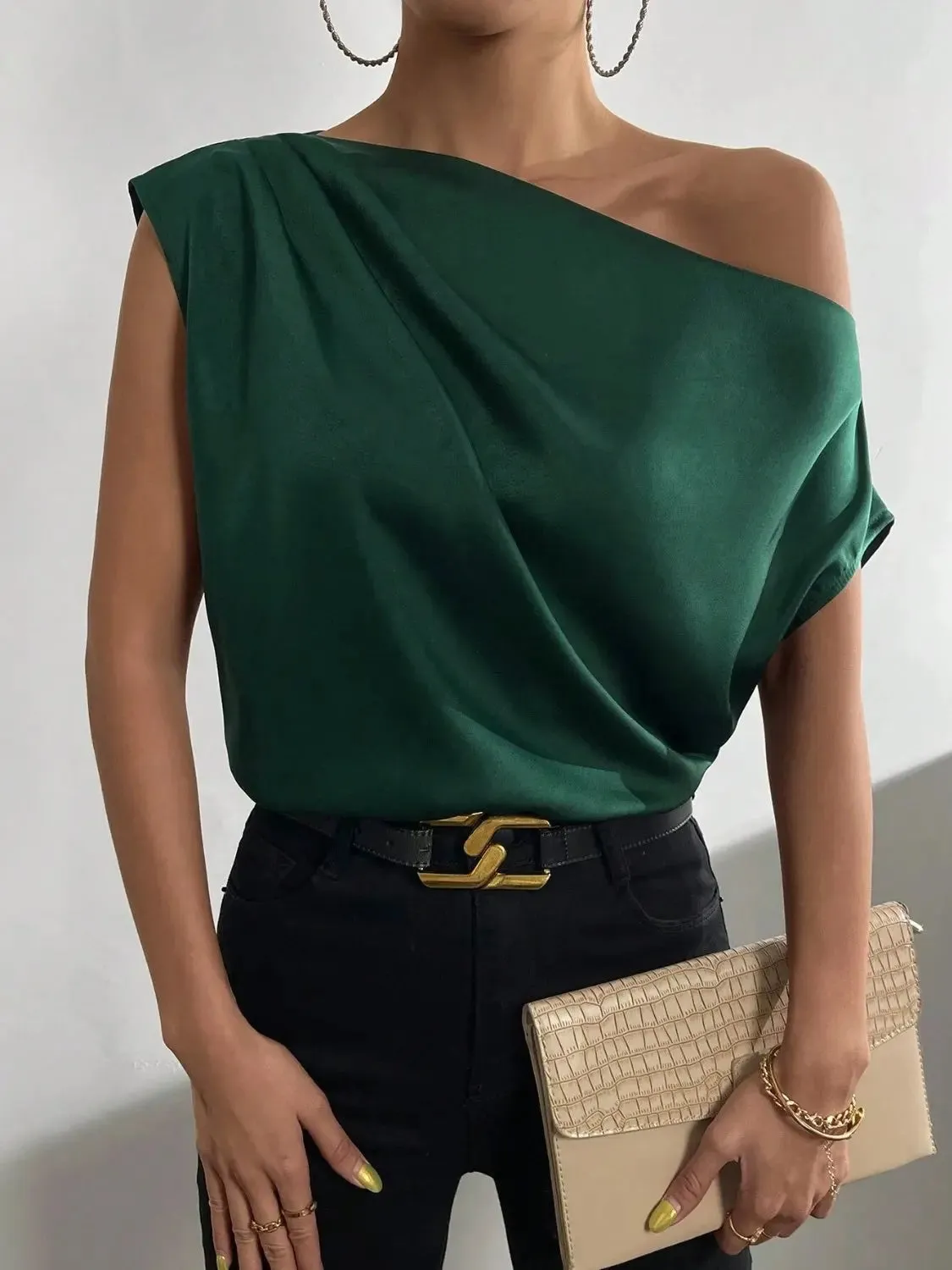 'Ceridwen' Rushed Off Shoulder Blouse