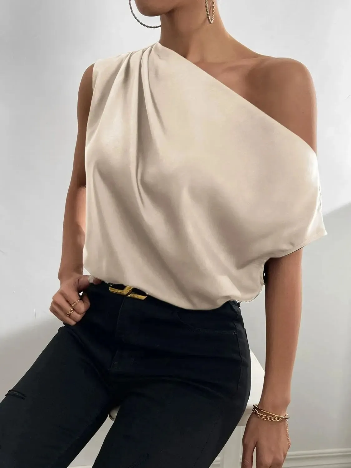 'Ceridwen' Rushed Off Shoulder Blouse