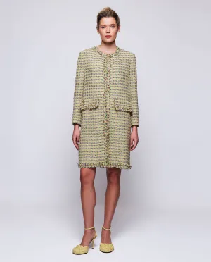 Chaqueta larga de tweed multicolor de algodón