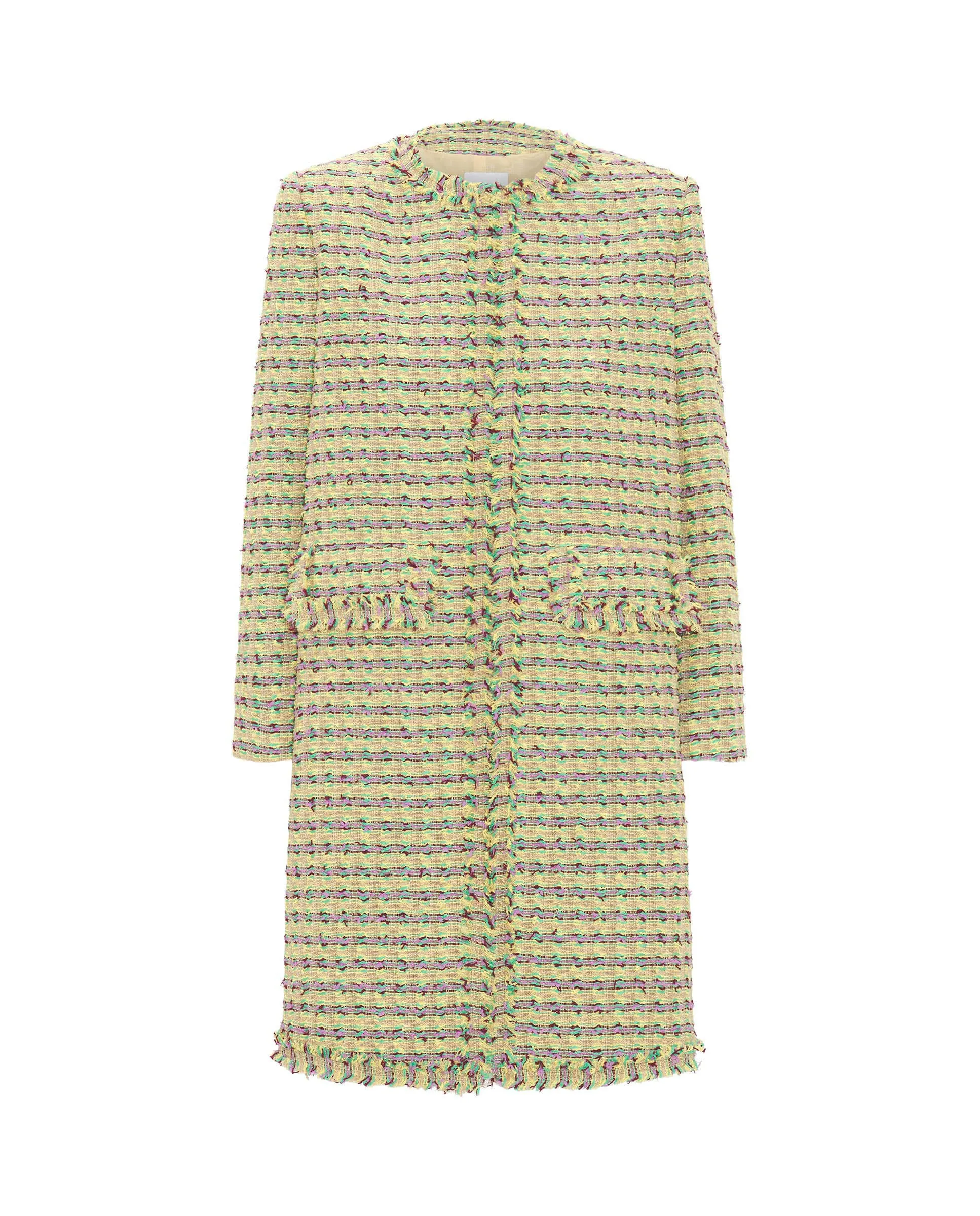 Chaqueta larga de tweed multicolor de algodón