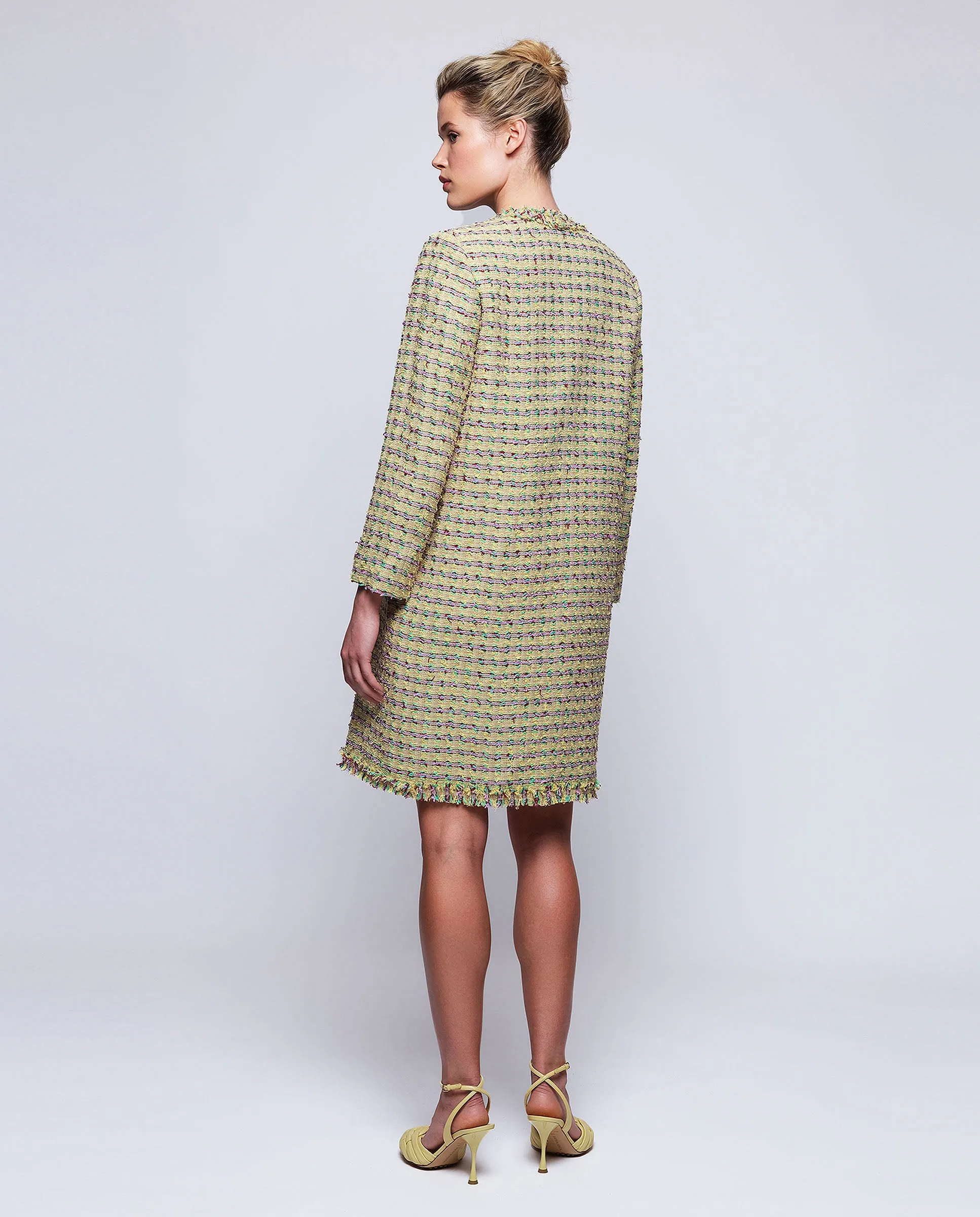 Chaqueta larga de tweed multicolor de algodón