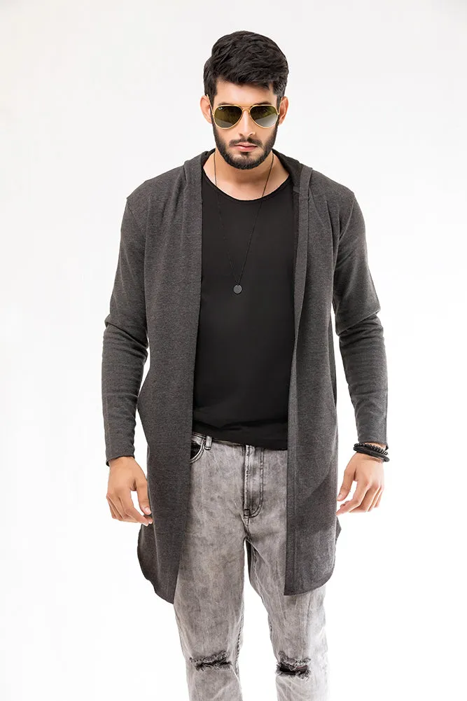 Charcoal Long Line Hoodie