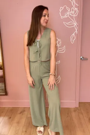 Charlize Knit Pants Sage Green