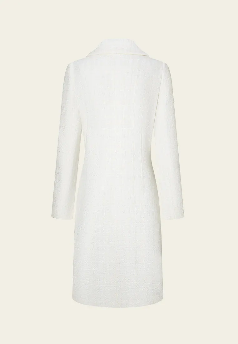 Checked Tweed Crystal and Pearl Embellished Coat
