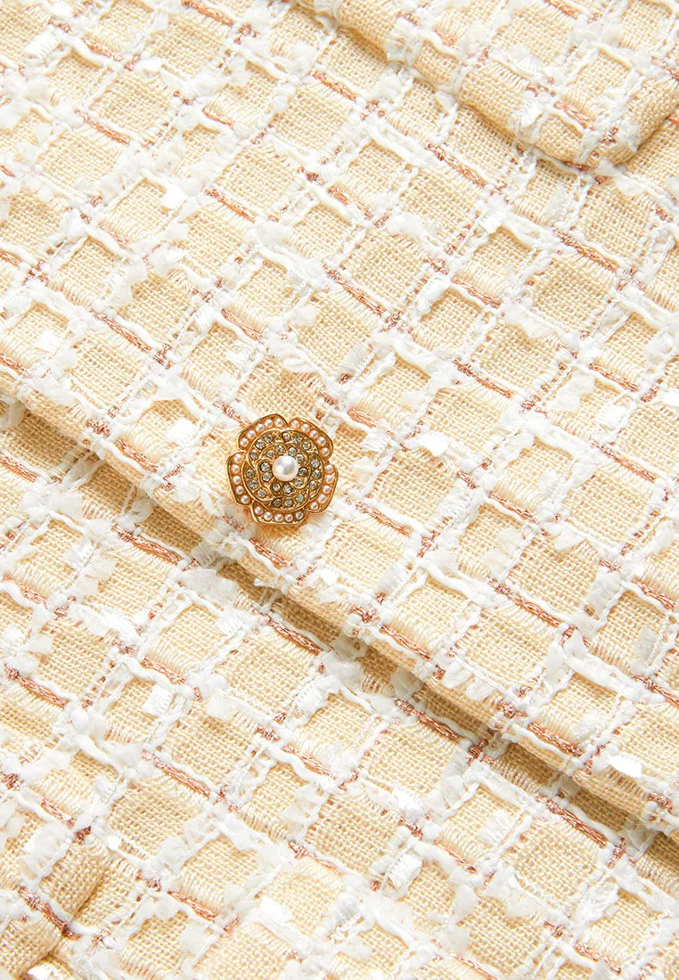 Checked Tweed Patch-pocket Long Jacket