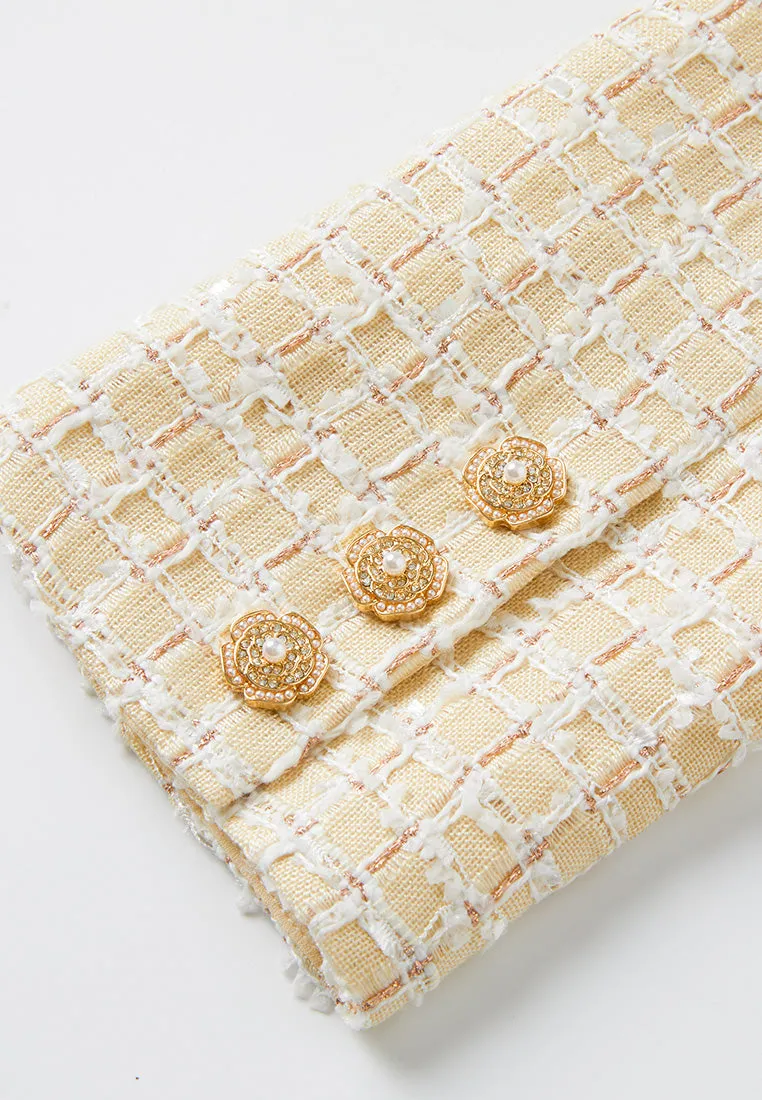 Checked Tweed Patch-pocket Long Jacket