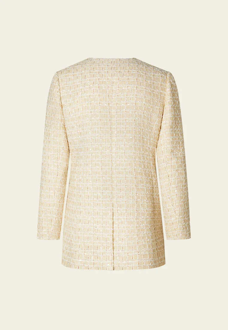 Checked Tweed Patch-pocket Long Jacket