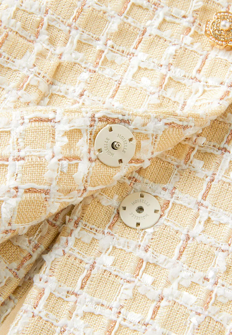 Checked Tweed Patch-pocket Long Jacket