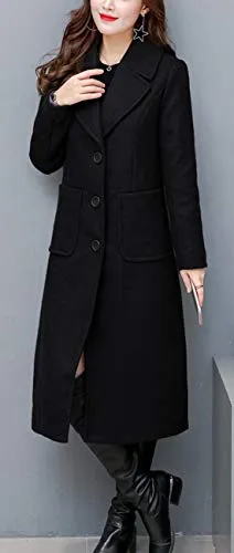 chouyatou Women's Notch Lapel Wool Blend Coat