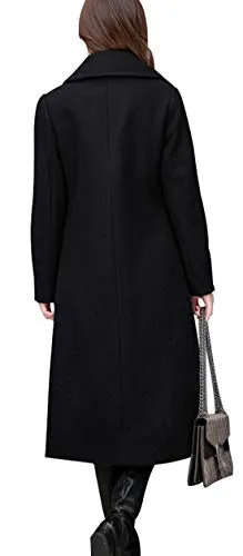 chouyatou Women's Notch Lapel Wool Blend Coat
